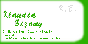 klaudia bizony business card